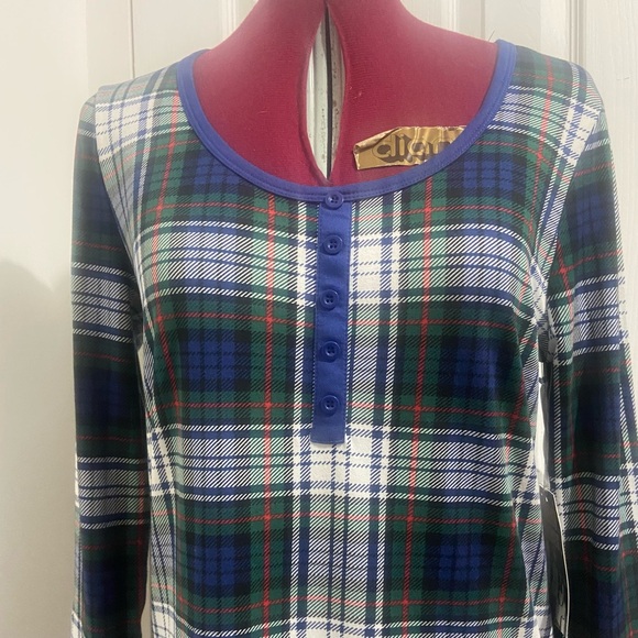 Fammy Jammies women holiday plaid knit long sleeves pajama dress. Size S/P. NWT. - Picture 4 of 7